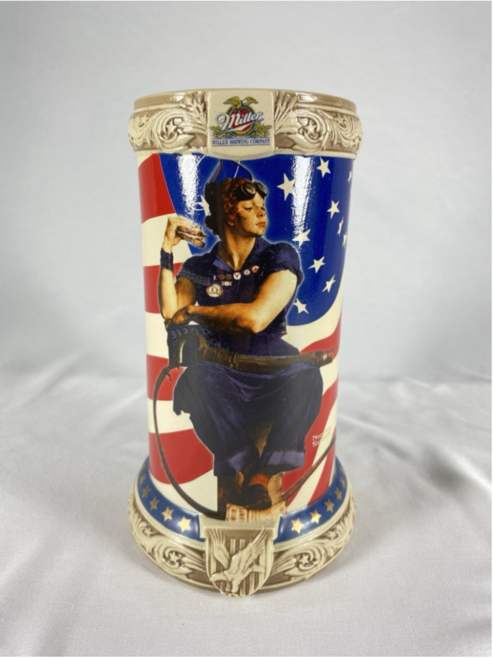 Miller Norman Rockwell Rosie the Riveter Beer Stein Box COA 4th Series 2004